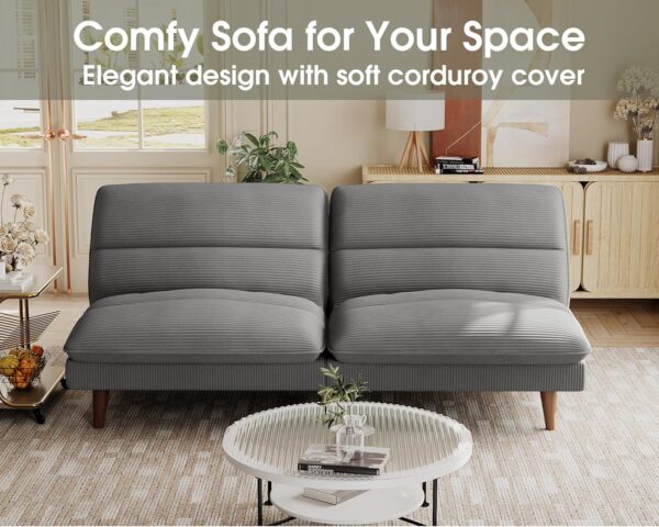 Homall Futon Couch, Modern Futon Sofa Bed with Adjustable Backrest, Convertible Sleeper Sofa Bed for Small Apartments, Loveseat, Office (Corduroy, Grey)
