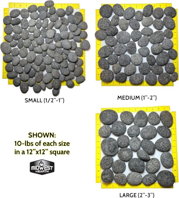 Midwest Hearth Lava Stones for Gas Fire Pit and Fireplace (Medium (1" - 2"))