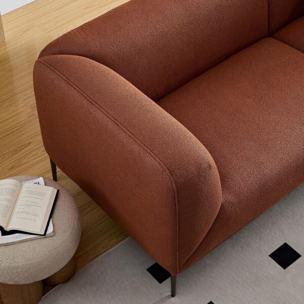 89" Modern Sofa Couch, Velvet Upholstered Sofas, 3-Seater Deep Seat Couchs, Comfy Fluffy Standard Couch with Straight Tuxedo Arm, Metal Legs, 2 Pillows for Living Room, Home Office (Orange)