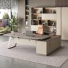 79-Inch Modern Executive L-Shaped Office Desk with 71” Lateral File Cabinet – Spacious Fir Wood Large Executive Desk with Locking Drawer,Ideal for Home Office Furniture and Small Spaces
