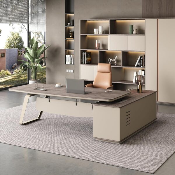 79-Inch Modern Executive L-Shaped Office Desk with 71” Lateral File Cabinet – Spacious Fir Wood Large Executive Desk with Locking Drawer,Ideal for Home Office Furniture and Small Spaces