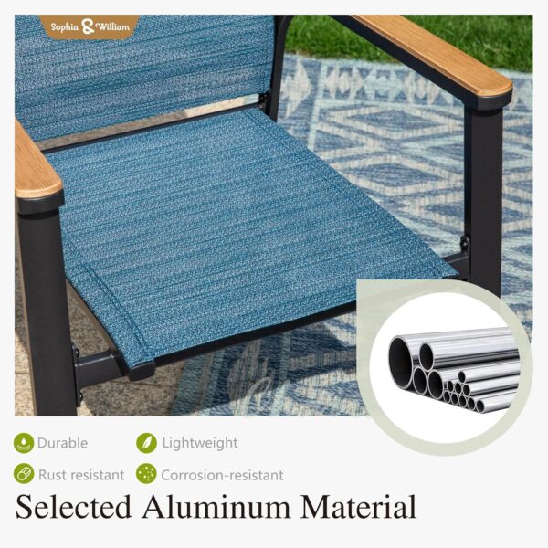 Sophia & William Patio Dining Set 5 Pieces, 4 Stackable Aluminum Textilene Dining Chairs with 37"x 37" Square Dining Table, Patio Table Chair Set for Outdoor Garden Lawn (Blue)