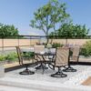 Pamapic 5-Piece Patio Dining Set, Outdoor Furniture with 4 Textilene Swivel Chairs, Outdoor Table and Chair Set for Garden, Backyard, Poolside, Deck, Beige