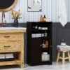 Spirich Modern Espresso Wood Bathroom Storage Cabinet, 23.62" W x 11.81"D x 40.15"H, 2 Doors, 3 Adjustable Shelves, Freestanding, Perfect for Bathroom, Entryway, Living Room & Dining Room