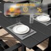 FOOWIN Outdoor Table and Chairs Set 5-Piece HDPE All Weather Patio Dining Set with Umbrella Hole,Outdoor Patio Furniture Dining Set for 6,Patio Kitchen Table Set for Garden,Backyard,Poolside Black