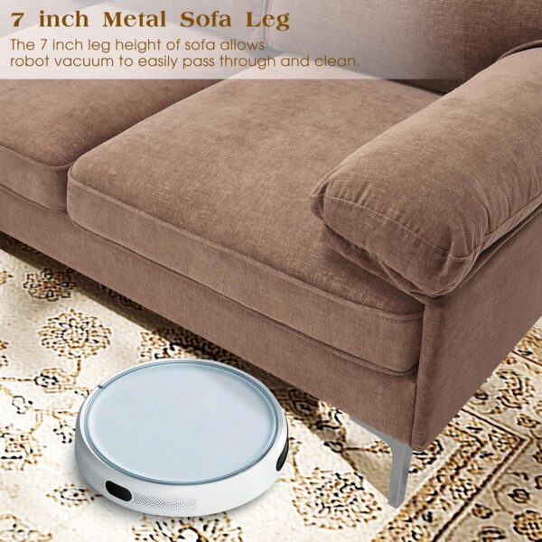 Hanherry 85" Sectional Sofa for Living Room, L Shape Couch Convertible 3 Seater Comfy Cpuch, Modern Chenille Fabric Couch with Reversible Chaise & Fluffy Armrests for Apartment, Small Space