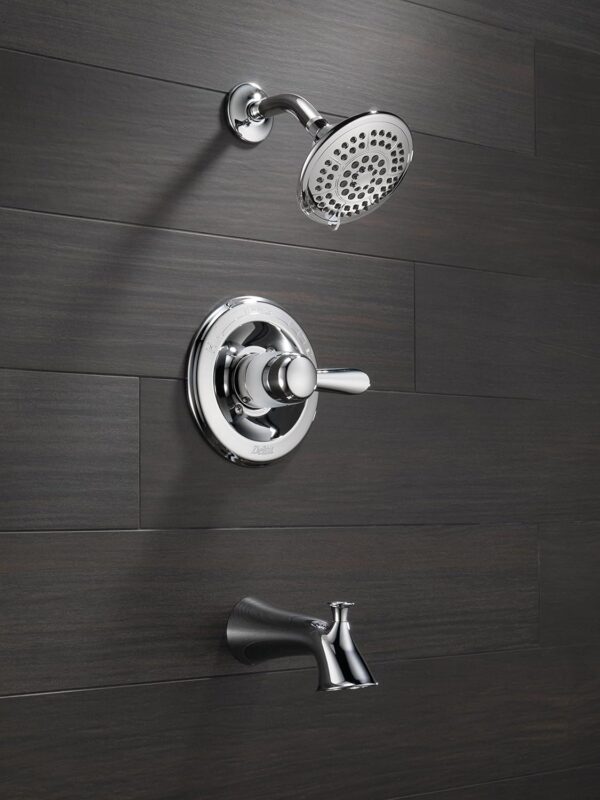 Delta Faucet Lahara 14 Series Single-Handle Tub and Shower Trim Kit, Shower Faucet with 5-Spray Touch-Clean Shower Head, Chrome T14438 (Valve Not Included)