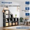 Mavivegue Book Shelf, 12 Cube Storage Organizer, DIY Bookcase, Metal Bookshelf,Tall Book case for Bedroom, Living Room,Office,Closet, Black Cubicle Rack
