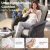 ovios 8 Pieces Patio Furniture Set, Outdoor Wicker Sofa with Swivel Rocking Chairs Solar Lights Table, Modern Deep Seat Rattan Couch Conversation Set for Porch Deck, Beige