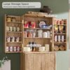 T4TREAM 72" Tall Fluted Pantry Storage Cabinet with Adjustable Shelves & Door Racks, Curved Profile Design, Spacious Dual-Zone Wood Organizer for Kitchen, Living Room, Natural Oak