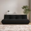 Big Bean Bag Chairs for Adults, 3 Seater Large Bean Bag Chair Sofa, Fireside Chair Lazy Sofa Chair with High Density Comfortable Foam, Modern Bean Bag for Living Room, Bedroom, Office (Black)