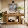 Tribesigns 63-Inch Long Console Table, 2-Tier Entryway Table Sofa Table with Storage, Farmhouse Wood Behind Couch Table for Living Room, Hallway, Rustic Brown