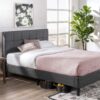 ZINUS Lottie Upholstered Platform Bed Frame, Mattress Foundation, Wood Slat Support, No Box Spring Needed, Easy Assembly, Grey, Queen