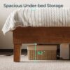 LINSY Queen Bed Frame, Wood Platform Bed Frame with Headboard, Solid Wood Bed with Wood Slat Support, No Box Spring Needed, Easy Assembly, Walnut, Queen