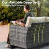 ovios 8 Pieces Patio Furniture Set, Outdoor Wicker Sofa with Swivel Rocking Chairs Solar Lights Table, Modern Deep Seat Rattan Couch Conversation Set for Porch Deck, Beige