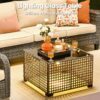 ovios 8 Pieces Patio Furniture Set, Outdoor Wicker Sofa with Swivel Rocking Chairs Solar Lights Table, Modern Deep Seat Rattan Couch Conversation Set for Porch Deck, Beige