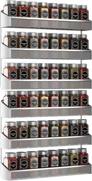 Auledio 2 Pack Spice Rack Organizer, 3 Tier Counter-top Stand or Wall Mounted Storage Rack Hanging Shelf for Kitchen Cabinet, Cupboard, Pantry Door or Bathroom Shower Cosmetic - Chrome