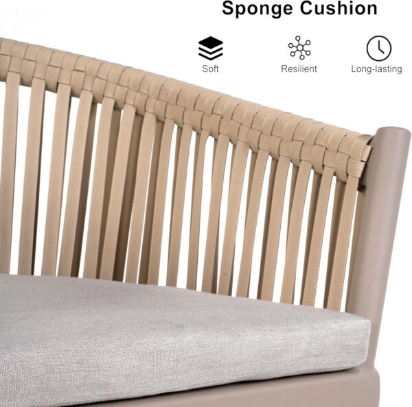 PURPLE LEAF 5 Pieces Outdoor Dining Set with Patio Aluminium Dining Table and Wicker Chairs Modern Furniture Cushions Sets for Backyard Indoor Decor Kitchen Champagne