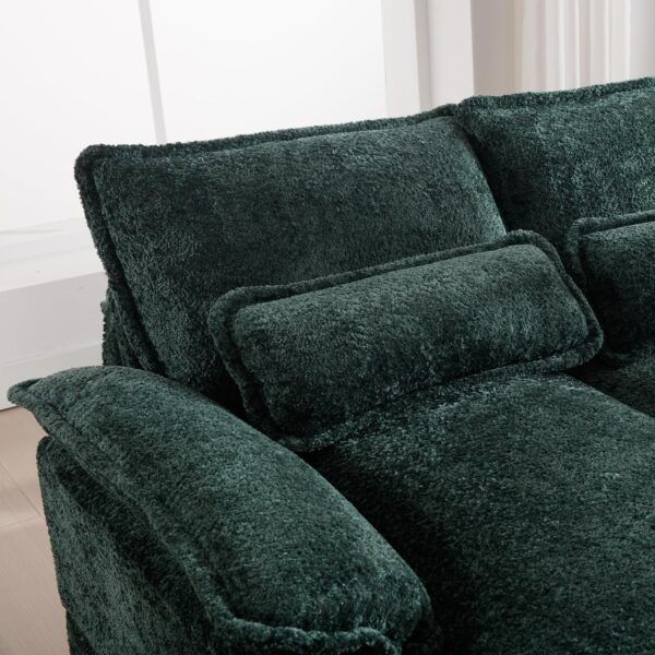 U Shaped Sectional Sofa, 124.8" Green Cloud Couch for Living Room, Fluffy Modern Modular Couch with Storage, Comfy Lounge Sofas for Office, Apartment