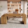 Tribesigns L Shaped Executive Desk with Storage Cabinets and 2-Tier Shelf, 63-Inch Simple Modern Business Furniture Large Computer Writing Table Workstation for Home Office, Brown