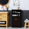 Spirich Modern Espresso Wood Bathroom Storage Cabinet, 23.62" W x 11.81"D x 40.15"H, 2 Doors, 3 Adjustable Shelves, Freestanding, Perfect for Bathroom, Entryway, Living Room & Dining Room