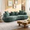 102.3'' Modern Luxury Oversized Curved Combination Sofa Comfortable Fabric Terry Sofas Tight Curved Back Sofa for Living Room Bedroom Office Apartment (Green, 102.3'')