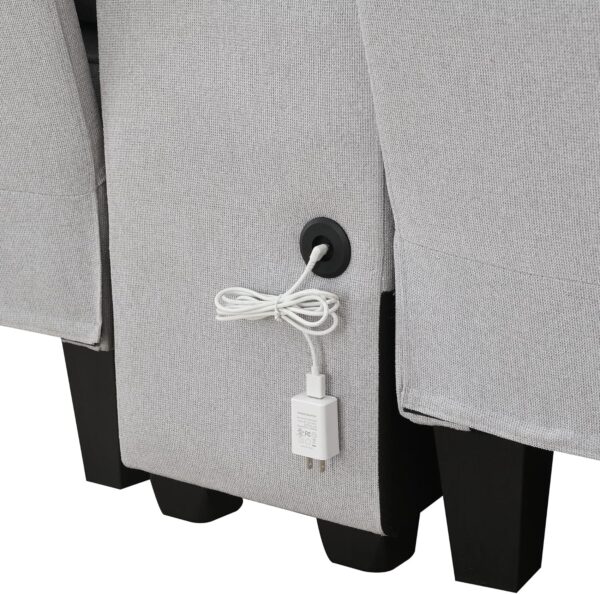 114.2" Upholstered Sofa with Storageable Coffee Table and 2 Cupholders, 2 USB Ports Wired or Wirelessly Charged, Modern Linen Fabric Couches for Living Room, Apartment (4-Seat)