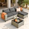 ovios 5 Pieces Patio Furniture Set Outdoor Sectional Sofa Couch with Comfy Cushions Deep Seat, Modern Modular Wicker Rattan Conversation Set for Porch Deck Garden, Black