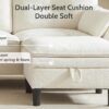 WEUP 115” Modern Cloud Couch Sectional Sofa with Bluetooth Speaker & USB Charger, LED Light, Storage Ottomans, Comfy Boucle U-Shaped Sectional Couches for Living Room, Apartment, White
