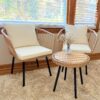 YITAHOME Accent Chairs Set of 2 Mid-Century Modern Chair with Pillow Upholstered Lounge Arm Chair with Side Table & Soft Cushion for Living Room, Bedroom, Balcony, Beige