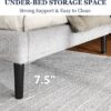 Queen Size Bed Frame, Platform Beds with Upholstered Headboard, Mattress Foundation with Wooden Slats Support, Easy Assembly, Noise Free, No Box Spring Needed, Light Grey