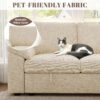 108 Inch Sectional Sleeper Sofa with Pull Out Bed, U Shaped 7 Seat Modular Sectional Sofa with Storage, Sectional Couches for Living Room, Cloud Modular Couch, Removable Sofa Cover, Beige