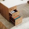 Tribesigns 85.8-Inch L-Shaped Executive Office Desk with File Drawers & Storage Cabinet, Professional Corner Computer Desk Extra Large Business Workstation with Adjustable Shelves (White&Walnut)