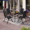 A18566c1OL._AC_SL1500_.jpg PHI VILLA 5 Pcs Patio Dining Set with Patio Table and Chairs, Outdoor Dining Set for 4 with Adjustable Patio Folding Chairs & Square Patio Dining Table with 1.57" Umbrella Hole, Black
