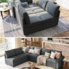 LINSY HOME Modular Sofa, Sectional Couch U Shaped Sofa with Storage, Memory Foam, 6 Seat Sectionals Chaise for Living Room, Dark Grey