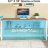 Tribesigns L Shaped Desk with Drawer,63" Executive Computer Desk and lateral File Cabinet, 2 Piece Home Office Furniture for Hanging File, Cabinet with Doors (Walnut, 63-inches)
