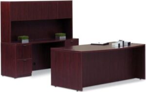 Offices to Go SL7141BDS Executive Desk with Hutch American Mahogany