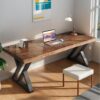 55-Inch Solid Wood Desk, Executive Desk, Modern Simple Style Furniture for Home Office, Large Computer Office Desk Workstation, Laptop Desk Study Writing Table Business Big Desk