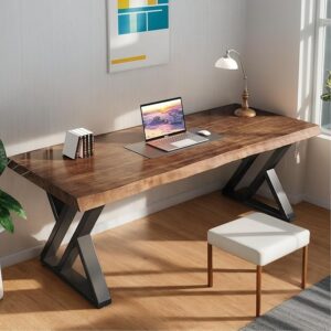 55-Inch Solid Wood Desk, Executive Desk, Modern Simple Style Furniture for Home Office, Large Computer Office Desk Workstation, Laptop Desk Study Writing Table Business Big Desk