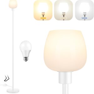 Floor Lamp for Living Room with 3 Color, Modern Tall Standing Lamp with White Opal Glass Lampshade, Pole Lamp for Office Bedroom Dining Room, 9W LED Bulb Included