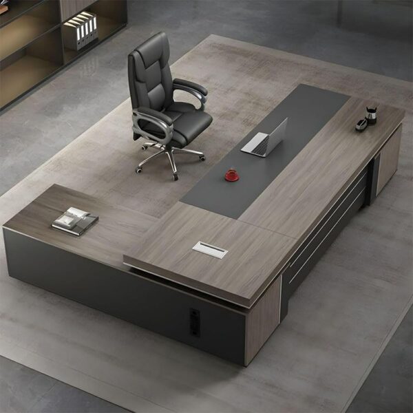 L-Shape Office Executive Desk, Wood Computer Desk with Drawers and Storage, Home Office Desks, Wood Executive Desks L Shape, Office Furniture (Right, 87" L x 63" W x 30" H)