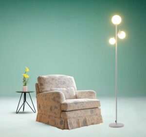 Fiqevs White Mid Century Floor Lamp, Modern 3 Globe Standing Lamp with 3 LED Bulbs & Arcing Frosted Glass Shades, Boho Rustic Tall Tree Lamp for Living Room, Bedroom & Office