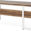 Tribesigns 63" Executive Desk with Bottom Shelves, Large Office Computer Desk, Modern Simple Workstation Business Furniture for Home Office (Walnut & White)