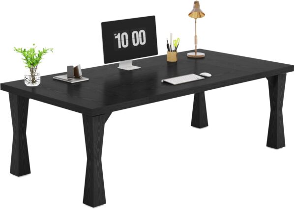 Tribesigns Executive Desk, 71" W x 35" D Large Office Desk, Modern Computer Desk Conference Table Meeting Room Table, Business Furniture for Home Office, All Black