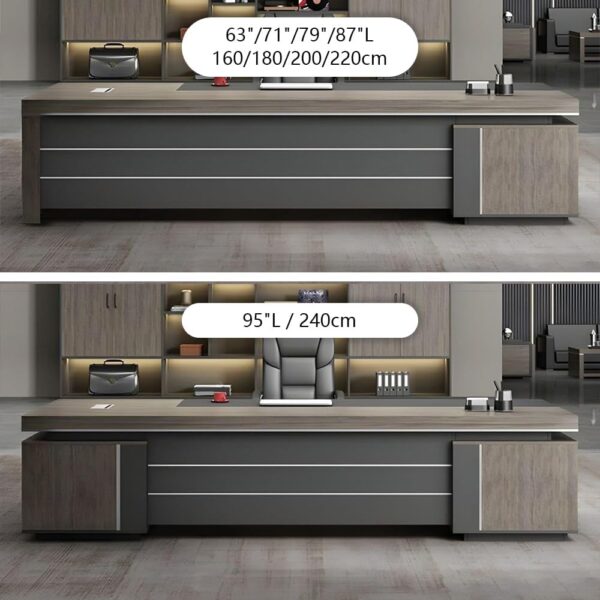 L-Shape Office Executive Desk, Wood Computer Desk with Drawers and Storage, Home Office Desks, Wood Executive Desks L Shape, Office Furniture (Right, 87" L x 63" W x 30" H)