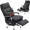 Ergonomic Executive Office Chair with Footrest – 400LBS Big and Tall PU Leather Desk Chair, One-Click Electric Recline with Massage & Pillow Support, High Back Wide Seat for Home Office (Black)
