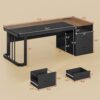 70.9" Executive Desk with Power Outlet, Large Office Desk with Drawers & Lateral File Cabinet, Modern Long Computer Desk with Adjustable Storage Shelves, Workstation Business Furniture (Walnut)