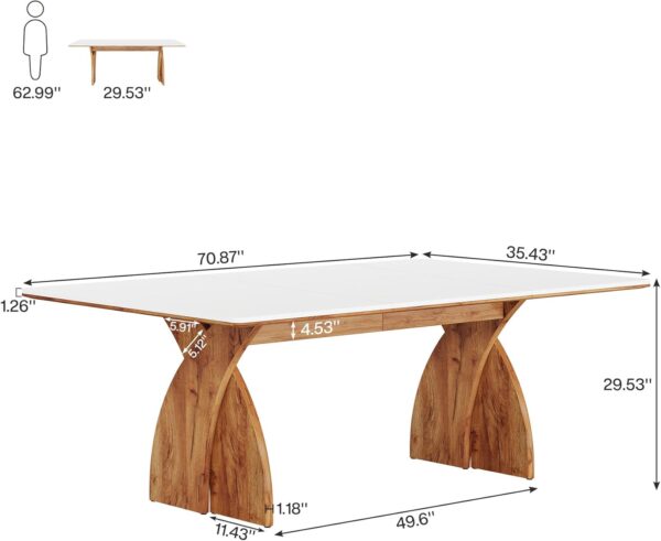 Tribesigns 71 Inch Executive Desk, Large Office Computer Desk with Heavy Duty Legs, Modern Simple Laptop Desk Study Writing Table Business Furniture for Home Office (White/Brown)