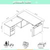 66.93'' Height Adjustable L-Shaped Executive Desk with Drawers and Shelves (Espresso)
