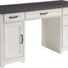 58" Farmhouse Executive Desk with Drawers, Rustic Computer Writing Desk, Wood Home Office Desk Station, Keyboard Tray, File Drawer, Storage Cabinet (Black)